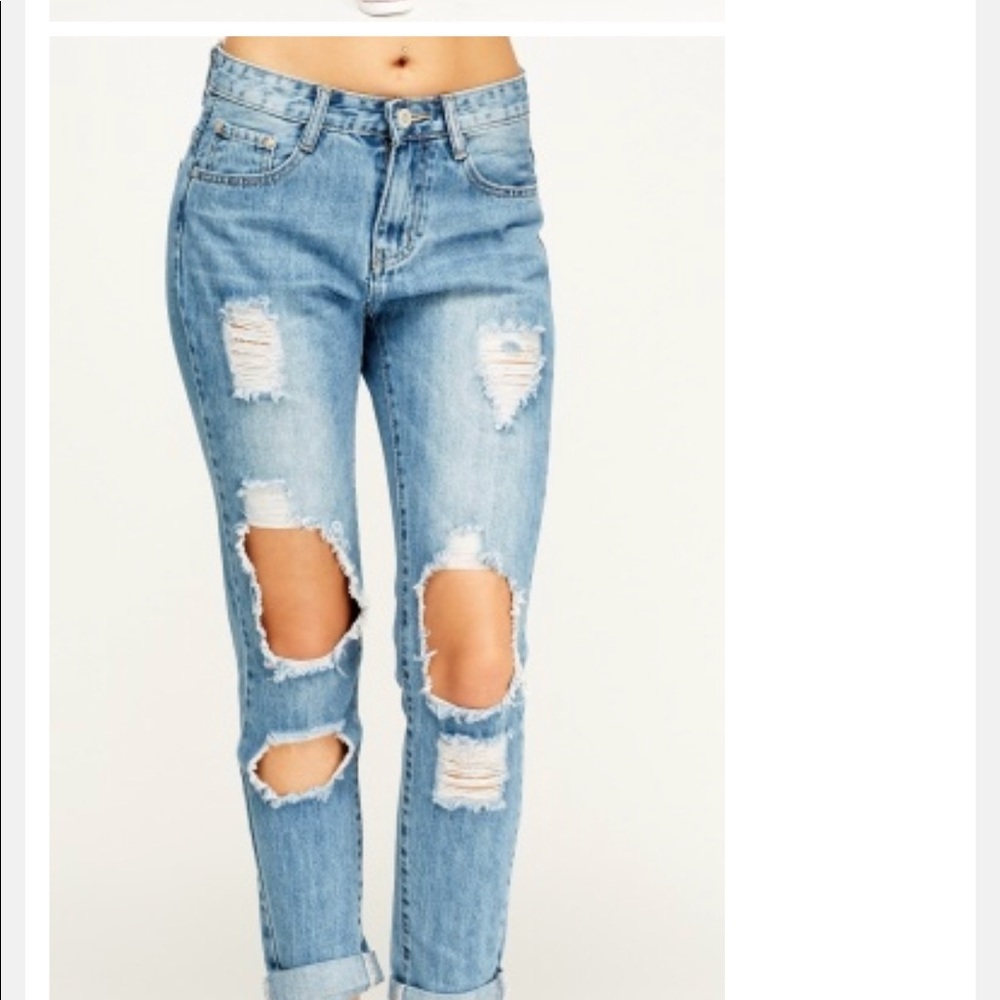 ♦️SOLD♦️ Distressed Denim Jeans By Swan - Picture 2 of 8